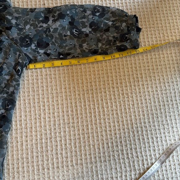 Travel Smith UnLined Pleated Bodice Sheer Tunic Green Floral Size M - Picture 5 of 5